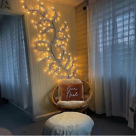 Guirnaldas luminosas, decoraciones navideñas flexibles de sauce para bricolaje, 144 LED, 22,8 metros (75 pies), decoración para el hogar, paredes de la sala de estar, dormitorio, fiestas. (1/5)