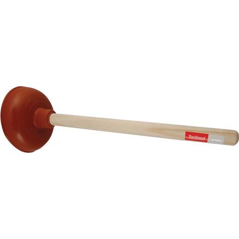 Toolland desatascador WC para inodoro y fregadero, mango de madera 49 cm, ventosa de goma 15,5 cm, desatascador de tuberías para lavabo cocina baño y ducha, fuerte succión