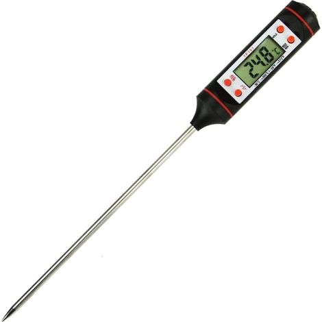 Cooking thermometer, kitchen thermometer, meat thermometer, instant reading, extra-long probe with °C/°F button, probe length 30 cm (1/5)