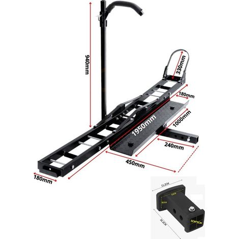 Porte-Moto Attelage Scooter avec Rampe de chargement 227kg + Adaptateur 2'' 85x55mm (1/3)