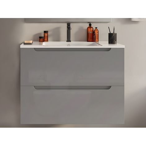 Mobile lavabo singolo sospeso 80 cm Grigio - STEFANIE (1/5)