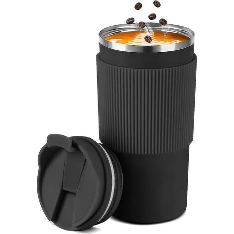 Mug isotherme, 500 ml, en acier inoxydable, à double paroi, idéal pour les voyages et les voyages en voiture.