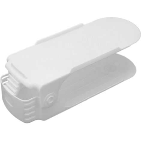 Organisateur Double Étage pour Chaussures, Rangement Gain de Place pour Sandales et Escarpins, Empileur Blanc (1/5)