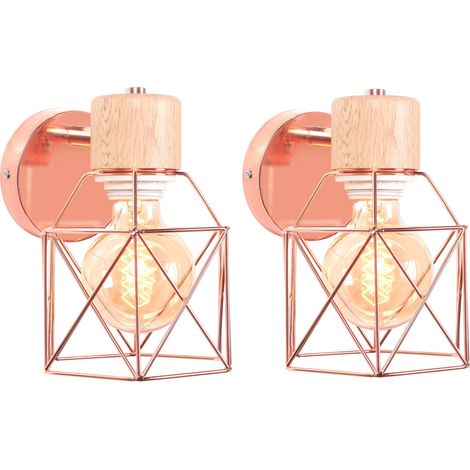 Applique Murale Interieur E27 Lampe Murale Moderne Luminaire Interieur Décoration pour Chambre Couloir Salon Rose - 2Pcs (1/5)