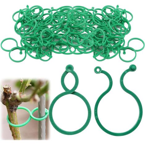 200 Pièces Attaches pour Plantes, Clips de Jardin Réutilisables, Anneaux de Soutien pour Tomates, Plantes Grimpantes et Tiges,Fixations en Plastique Vert Résistant (Serre, Extérieur, Semis) (1/5)