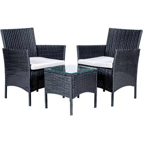 set da esterno eurogarden "lipsia" in rattan con cuscini grigio 2 sedute e tavolino