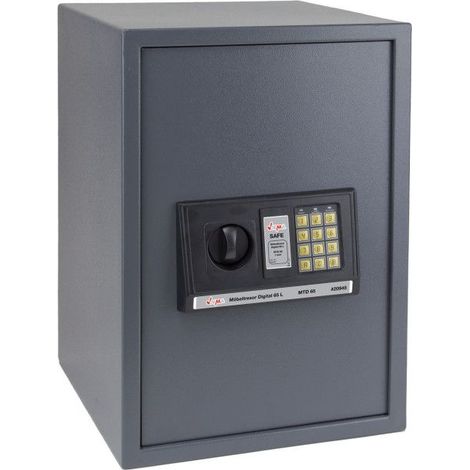 Dema – Coffre-fort électronique digital 350 x 360 x 520 mm – 65 litres – Double système de fermeture – Fixation murale avec chevilles béton
