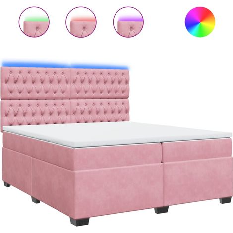 Maison Exclusive - Cama box spring con colchón terciopelo rosa 20
