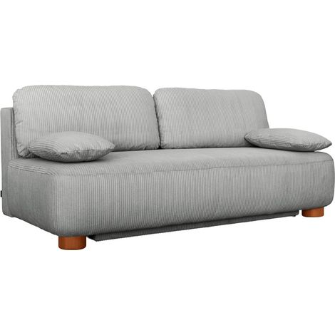 Banquette convertible 3 places velours côtelé avec coffre de rangement - Selma Velours côtelé Gris clair (1/5)