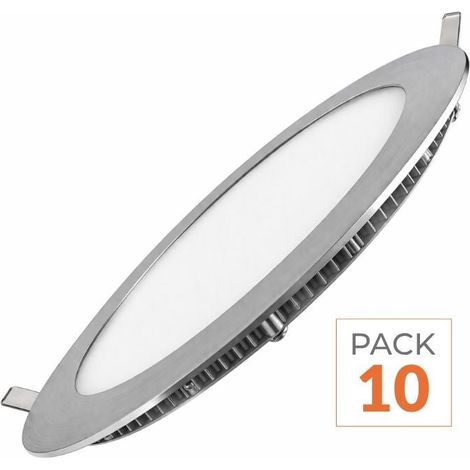 Downlight Dalle LED Extra Plate Ronde ALU 18W (Pack de 10) - Bla