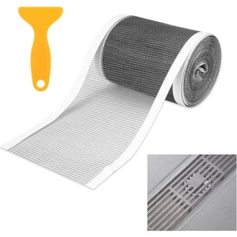 Filtre Cheveux Douche Autocollant,10cmx10m Attrape Cheveux Douche,Filtre Cheveux Douche avec Spatule Plastique,Filtre Douche (1/4)