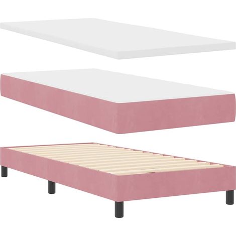 Box Spring Bed with Mattress Pink 200 x 80 cm Polyester vidaXL (1/5)