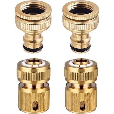 Raccord Rapide Pour Robinet - Cuivre Pur - Compatible 1/2 Po Et 3/4 Po - Système D'arrosage Jardin Maison - Lot De 4 (1/5)