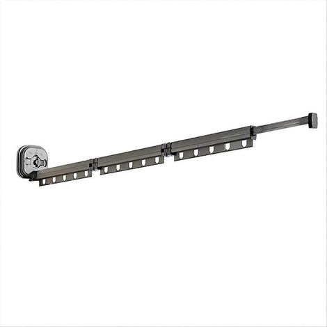 Portant à vêtements pliable en aluminium noir, fixation murale, L (1/5)