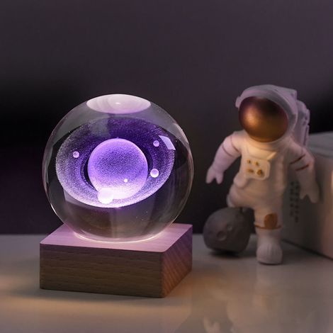 Lampe Boule En Cristal - Veilleuse Décorative Avec Support - Pour Chambre À Coucher Salon Bureau - 1 Pièce (1/3)