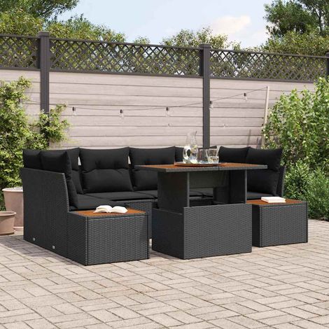 vidaXL Set da Pranzo per Giardino con cuscino 9 pcs Nero e Marrone (1/5)