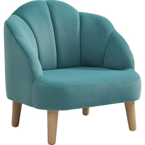 Fauteuil coquillage pour enfant en velours bleu COBACA