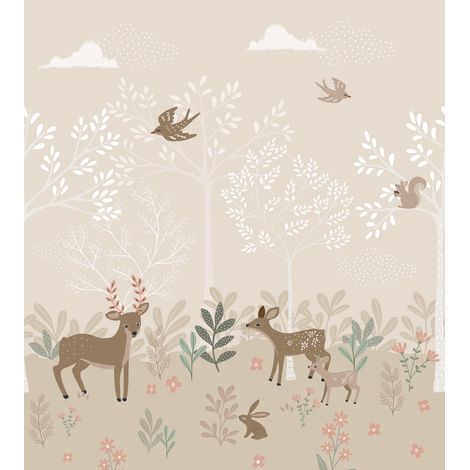 papier peint panoramique cerf beige - ESTAhome (1/5)