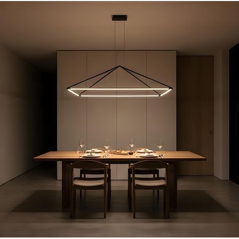 Lámpara Colgante Tubs 1200MM LED 53.5W Blanco Cálido 3000K Negro para Interior,
