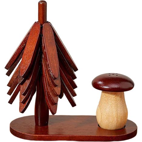 Trivet en Forme D Arbre Tapis Pliable avec Support Porte-Dents Set De Dessous-De-Plat En Bois Naturel En Forme D'Arbre Pour Décor Comptoir Table Salle à Manger Cuisine (1/5)