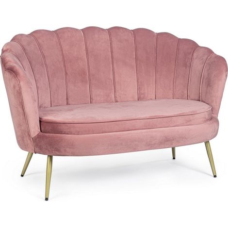 Divano in velluto 2 posti "Gigliola" conchiglia con piedi ottone 137 cm -Grigio Scuro (1/4)