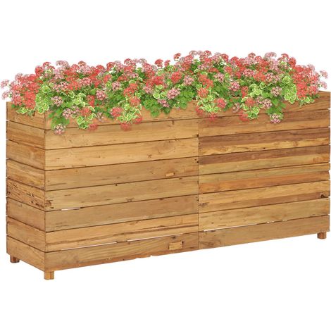 Jardinière,Lit surélevé,Pot de Fleurs 150x40x72 cm Bois massif de teck et acier XZZZ388979 (1/5)
