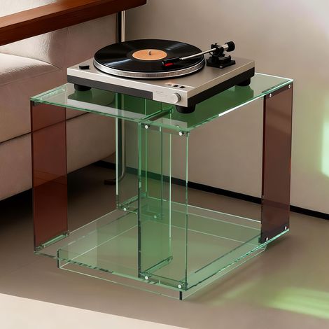 Dual Color Acrylic Nightstand Side Table with Open Storage