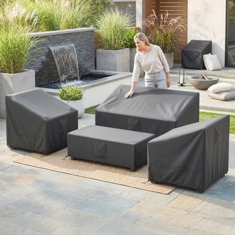 Housses imperméables pour mobilier de jardin (4 pièces). Noires.