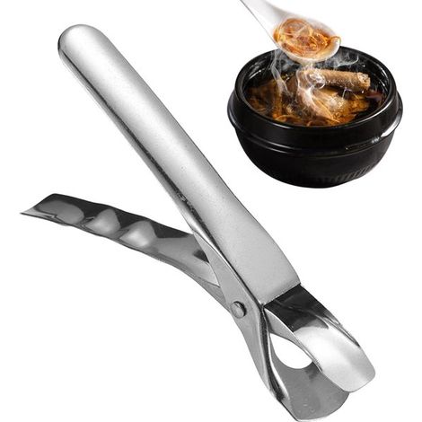 Anti-Verbrennungs-Clip – Topfzange – Zum Greifen heißer Speisen – Vergrößerte Backen – 20 x 6 cm – Silber (1/5)