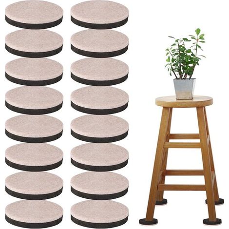 16 protections adhésives pour pieds de table - Dessous de plat - Rehausseurs de table - Rehausseurs de meubles - Protections pour pieds de lit - Rehausseurs de meubles - Feutre - Noir (1/5)