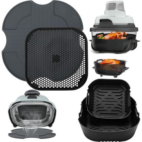 Accessoires pour Crispi [FN101], Accessoires Air Fryer Set de 4 Pièces avec Tapis Silicone (3.8L (1/5)