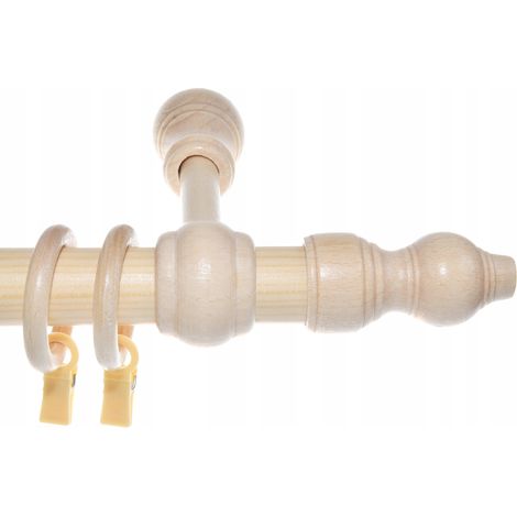 Asta per tende singola in legno color pino, 120 cm. (1/5)