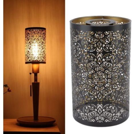Abat-Jour pour Lampes de Table,Suspension Abat-jour En Métal,Décoratif Motif Cylindrique De Sculpture Sculpté Creux Fer Ombre Abat-Jour Suspendu pour Ampoules (1/4)
