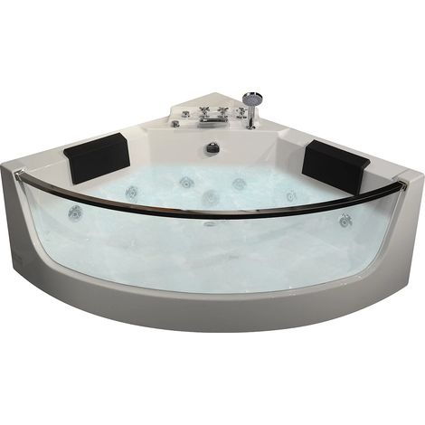 Vasca per balneoterapia angolare in vetro - 2 posti - 330 L - 138x138xH59 cm - EVELINA (1/5)