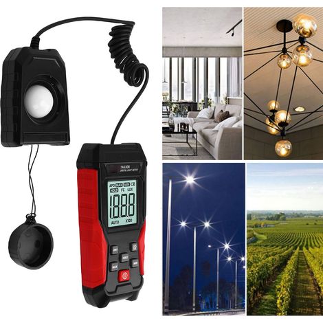 Medidor de iluminancia digital, fotómetro portátil, rango de medición de 0,1 a 200 000 LX con pantalla LCD multifunción para pruebas de laboratorio e iluminación. (1/5)