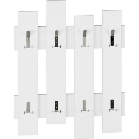Appendiabiti a Muro in Legno Bianco con Ganci Moderno Mobile ingresso a Parete (1/4)