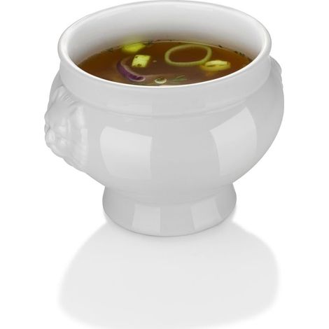 Bol, tasse, avec tête de lion, pour petit-déjeuner, soupes, céréales, desserts, fruits, convient au lave-vaisselle et micro-ondes, 1L, ø175x(H) 120mm, léger, porcelaine blanche (1/5)