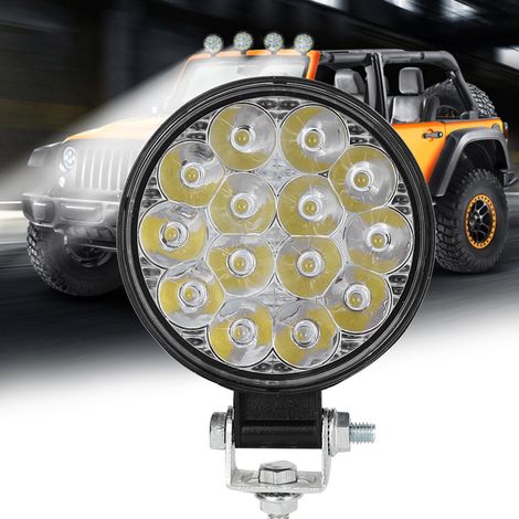 Mini projecteur de travail rond 42 W, 14 LED, 6 000 K, 2 500 lm, pour phare auxiliaire modifié de voiture, noir (1/5)