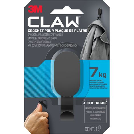 Crochet pour plaque de plâtre 3M CLAW™ 7 kg, noir, 1 crochet (1/5)
