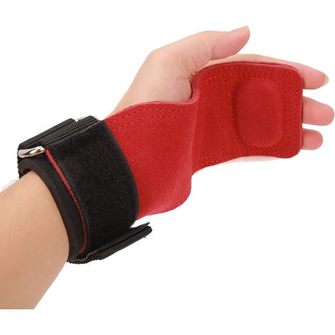 1 Paar doppelte Gewichtheberriemen aus Rindsleder, Zughandschuhe, Gewichtheber- und Fitnesszubehör (rot). (1/4)