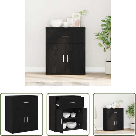 Holzwerkstoff - Sideboard Schwarz Eichen-Optik 60 x 31 x 70 cm Holzwerkstoff (1/5)