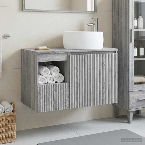 Beyamis Ensemble de meubles de salle de bain 2 pièces, gris (1/5)