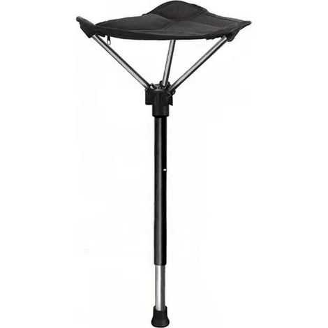 Lntyq Tabouret pliant - Tabouret - tabouret télescopique - Walkstool - tabouret de pêche léger - léger - camping - Un pied - noir - 57-85cm