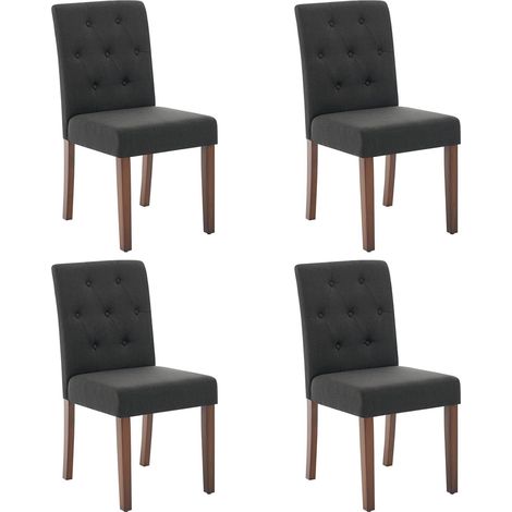 Lot de 4 Chaises de Salle à Manger Capitonnées - Style Parsons - Dossier Haut et Pieds en Bois Massif (1/5)