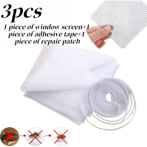 3pcs Heavy Duty Easy Installation Self-Adhesive Screen Window Net Curtain, Reusable, Invisible Installation, Invisible Mosquito Proof, Easy Installation, No Drilling Required, Transparent Design Trans (1/5)