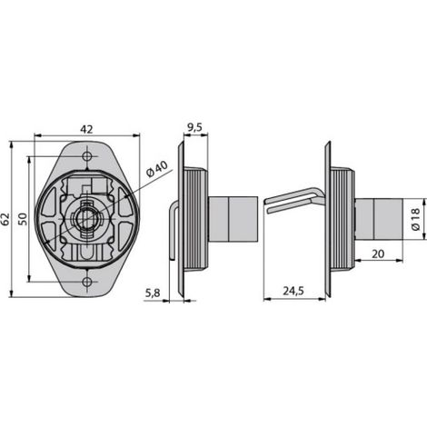 Kit de serrure de porte coulissante pour cylindre interchangeable Z23 Ø18 avec rosace et tringle de fermeture recoupable - pour - LEHMANN