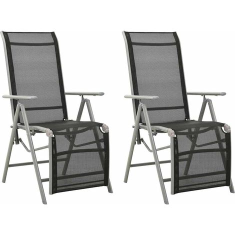 vidaXL Sillas de jardín reclinables 2 uds textileno aluminio plateado (1/5)