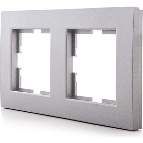 Marco Panasonic Novella 2 Elementos Horizontal/Vertical , Tecnopolímero, Plata (Compatible Mecanismo Karre)