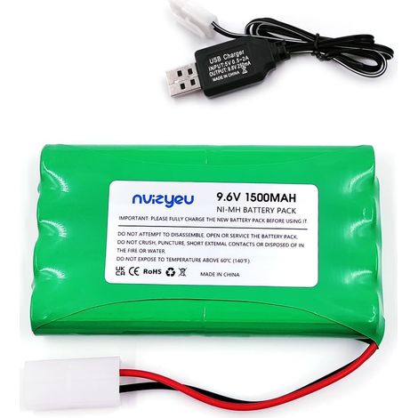 9.6v Batterie 1500mAh Rechargeable AA Nimh pour RC Tank et RC Bateau Jouets électriques avec câble de Charge (Prise 9.6v KET) (1/5)