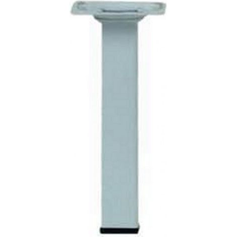 Hettich – Pied de meuble carré fixe en acier époxy blanc – Hauteur 15 cm – Charge 50 kg – Patin plastique fileté M10 pour installation facile